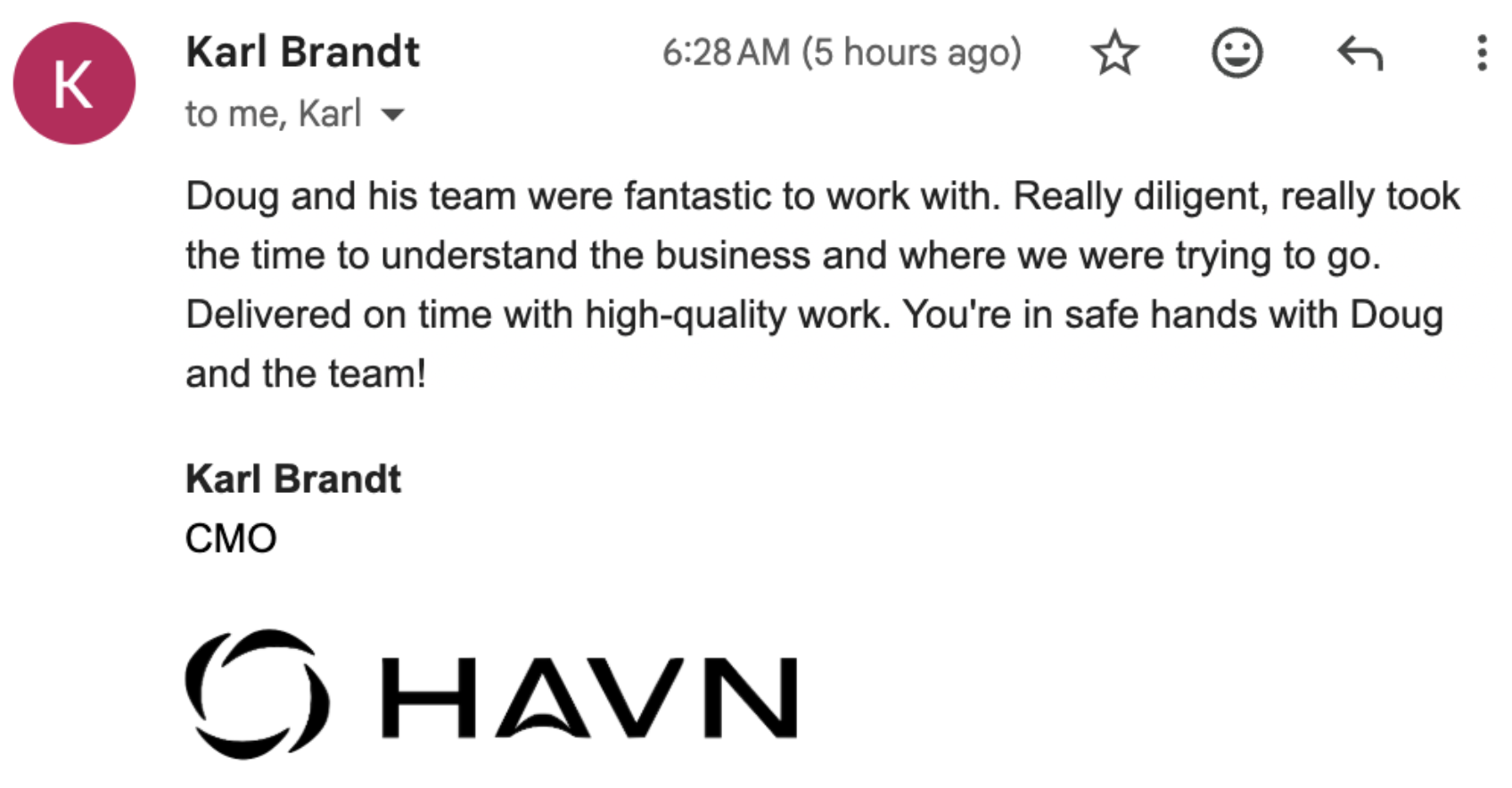 Karl Brandt, CMO, on consistently high quality work
