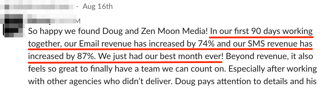 Benny: 74% higher email revenue and 87% higher SMS revenue